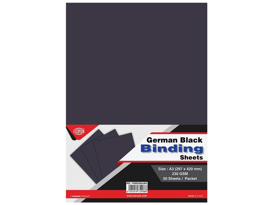 FIS Black Binding Sheets A3 German Origin, 230GSM 50-Sheets