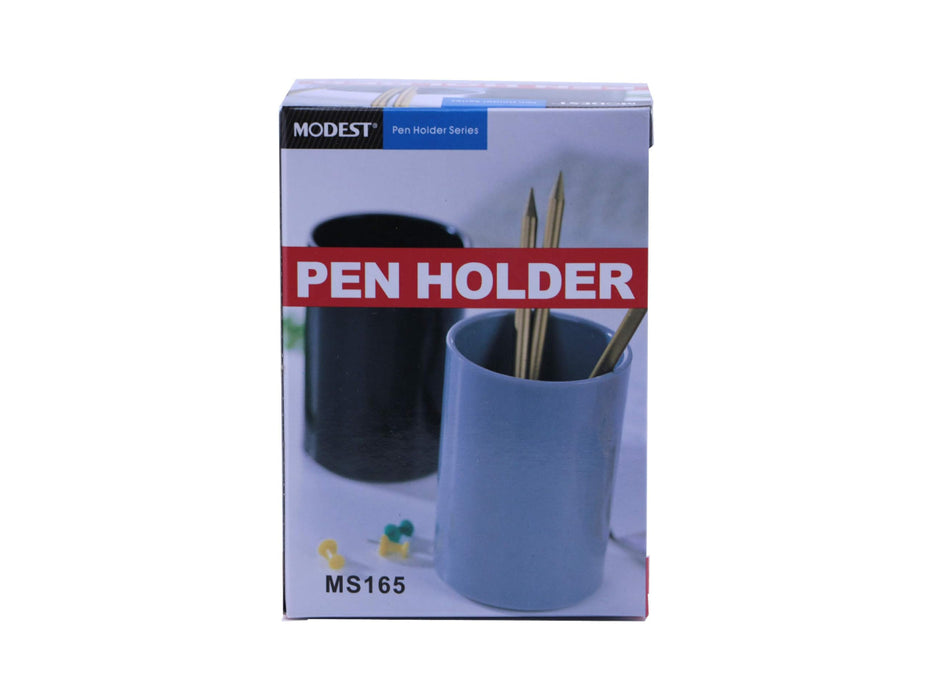 Modest Plastic Pen Holder Round Black