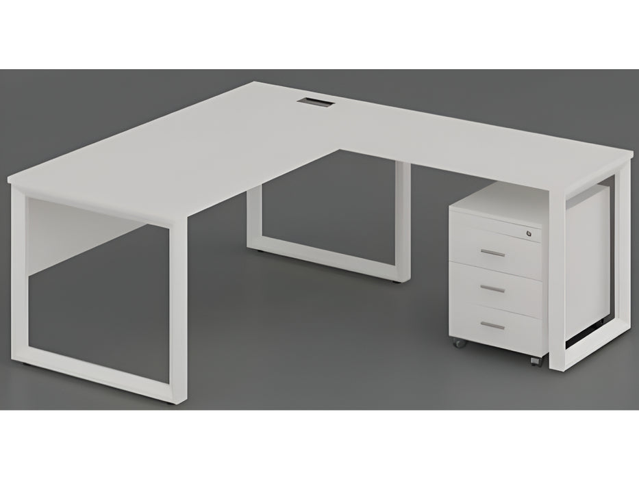 Pyramid L shape Desk with Mobile pedestal 3Drawer, Size - Top 180L x 80D x 75H / Side:100L x 45D x 75H cm