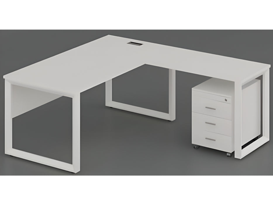 Pyramid L shape Desk with Mobile pedestal 3Drawer, Size - Top 140L x 70D x 75H / Side:70L x 45D x 75H cm