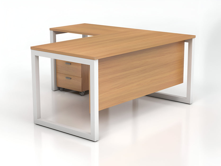 Pyramid L shape Desk with Mobile pedestal 3Drawer, Size - Top: 160L x 80D x 75H / Side:80L x 45D x 75H cm