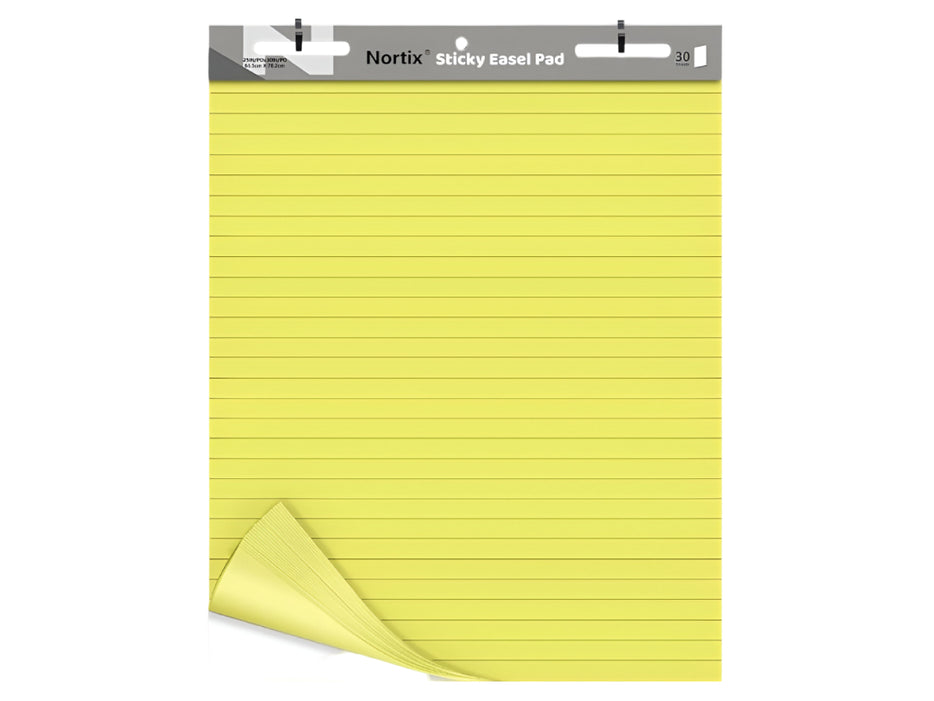 Nortix Sticky Easel Pad, 25 x 30 Inches, Yellow Paper with Lines, 30sheets/Pad