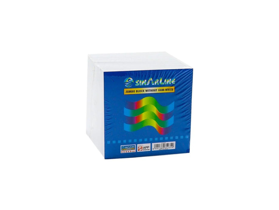 Sinarline Paper Cube White without Gum 9x9x9cm