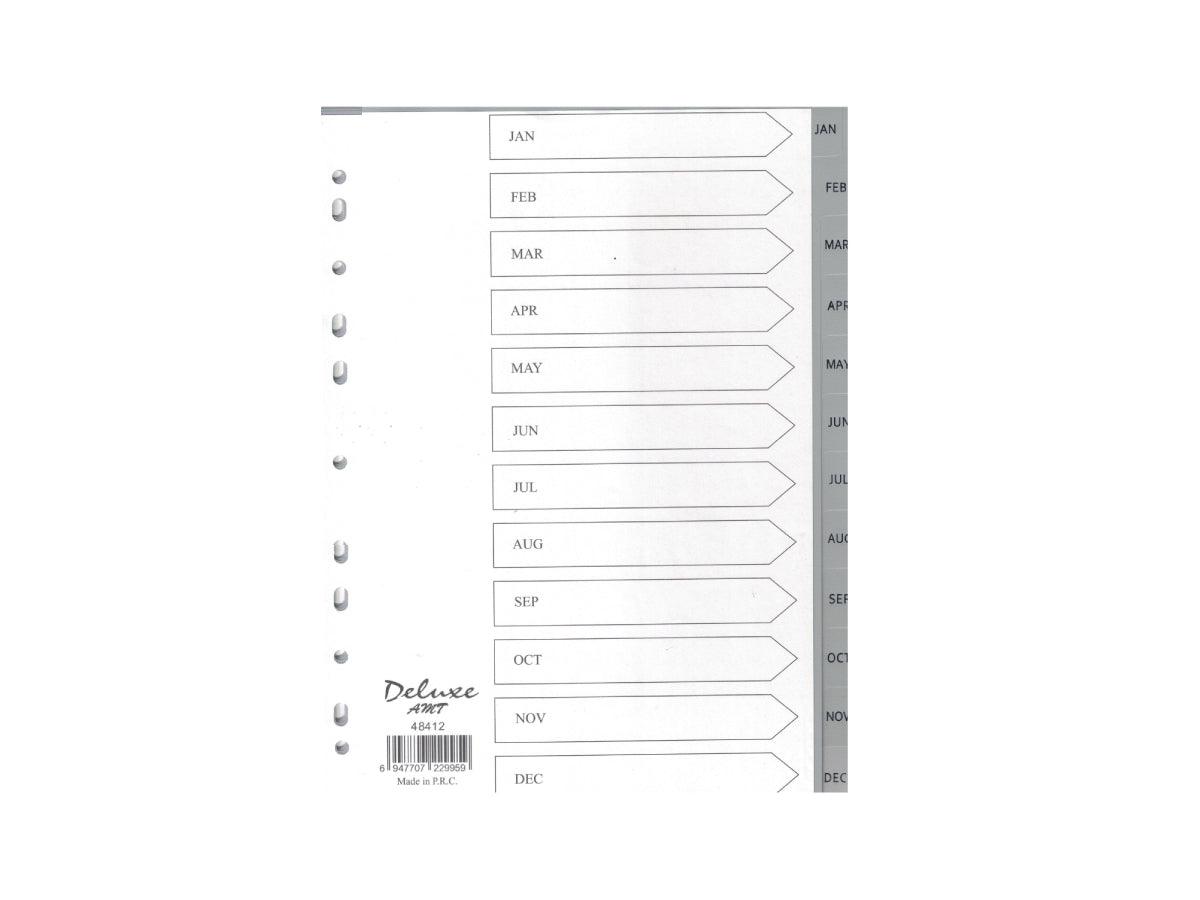 Deluxe Divider Plastic PVC Grey A4 Jan-Dec - Altimus