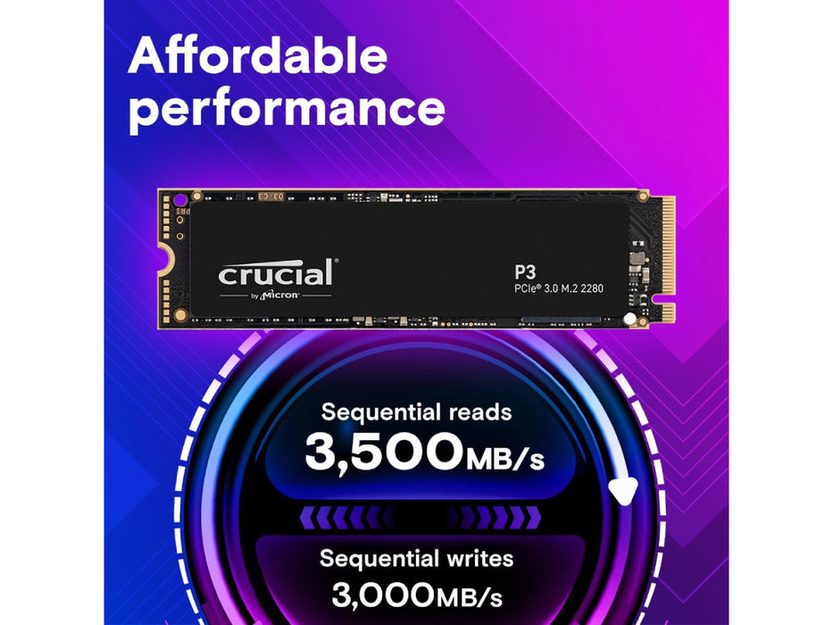 Crucial P3 1TB PCIe 3.0, NVMe, M.2 2280 SSD (CT1000P3SSD8)