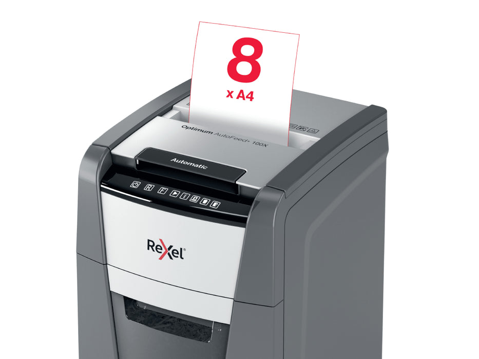 Rexel Optimum AutoFeed+ 100X Automatic Cross Cut Paper Shredder