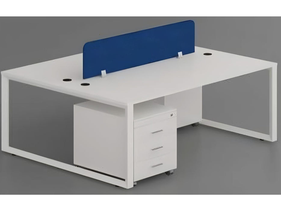 PYRAMID - Cluster of 2 Face to Face WorkStation with Mobile Pedestal 3Drawer size: 160 x 80 x 75cm