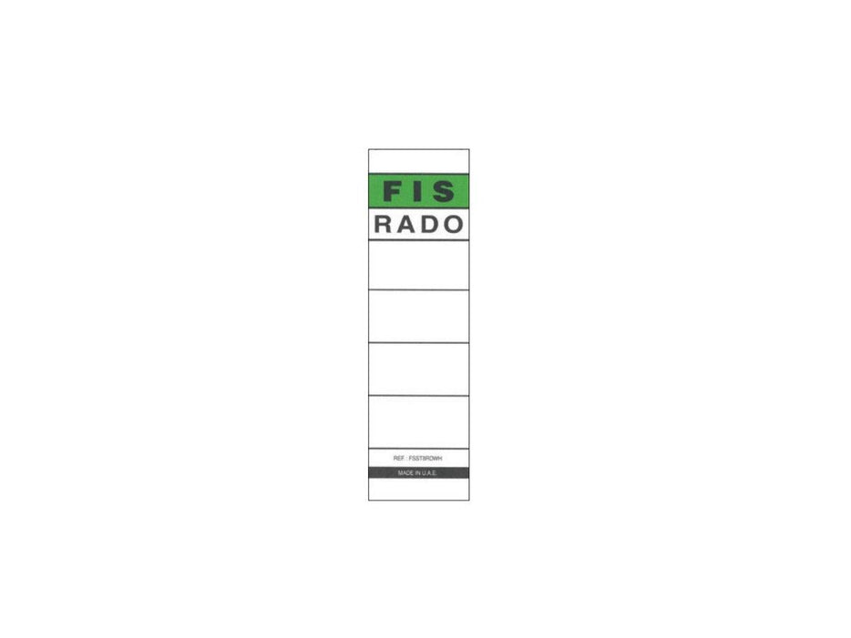 FIS Rado Box File Sticker 54x186mm Broad 8cm (3inch) White - (Pack of 10) - Altimus