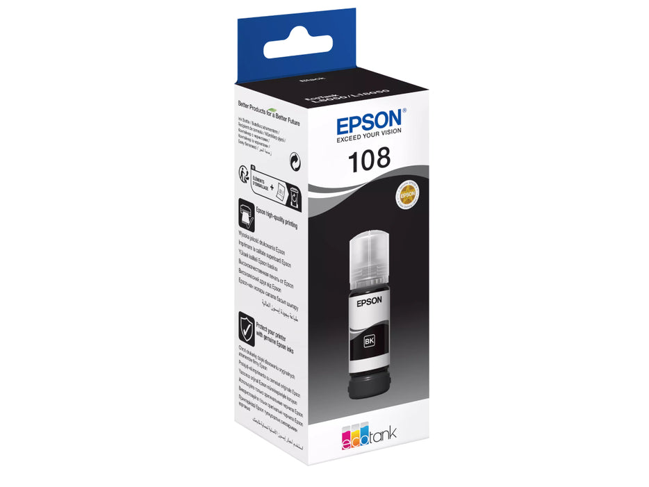 Epson 108 Ecotank Black Ink Bottle 70ml