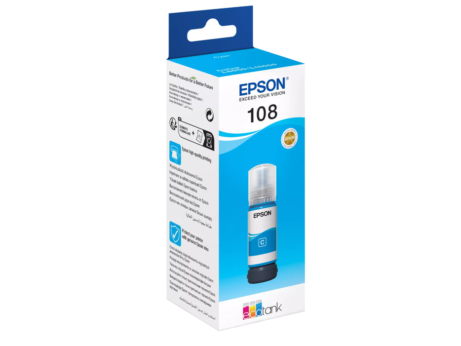 Epson 108 Ecotank Cyan Ink Bottle 70ml