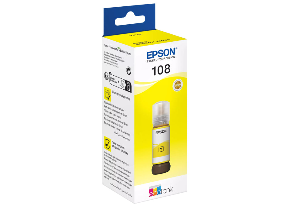 Epson 108 Ecotank Yellow Ink Bottle 70ml