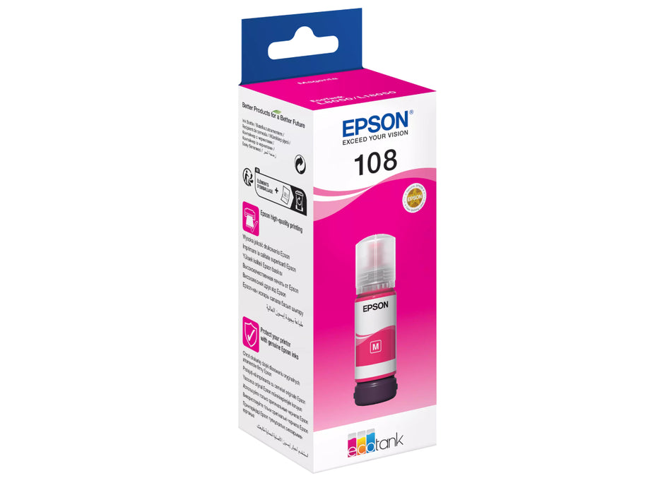 Epson 108 Ecotank Magenta Ink Bottle 70ml