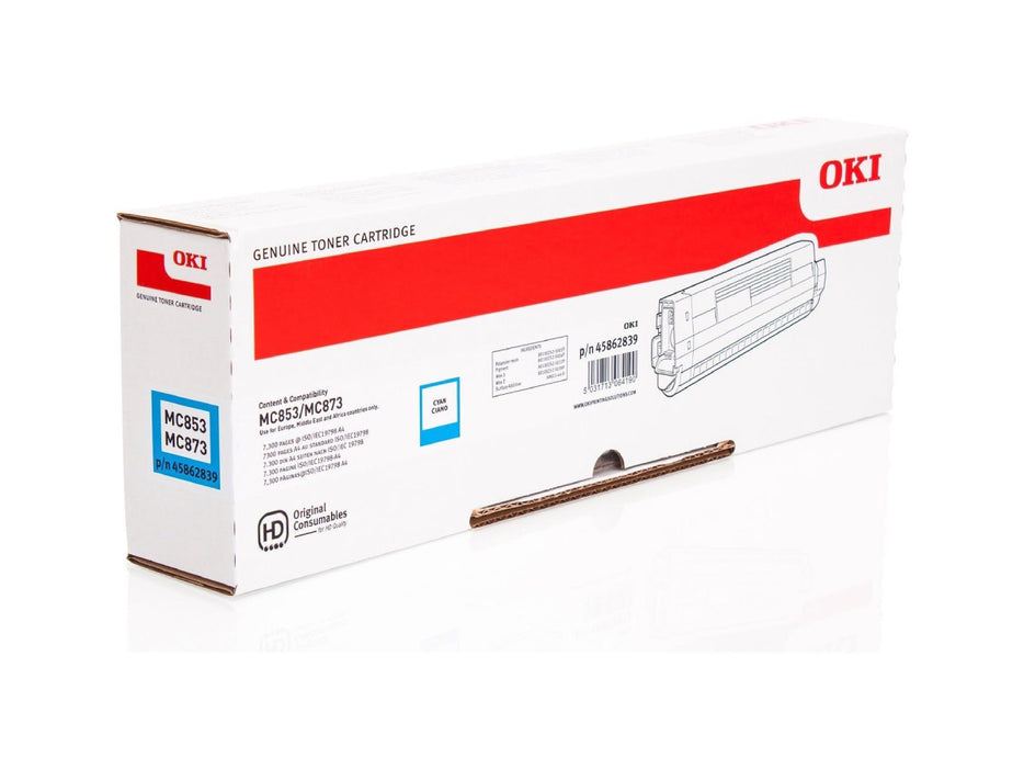 OKI 45862839 Cyan Toner Cartridge for MC853/873/MC883-7.3K-NEU