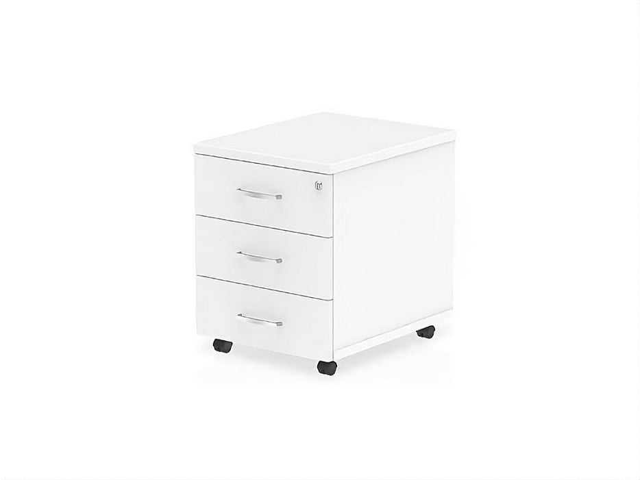 Mobile Pedestal, 3 Drawer With Handle And Lock W40 x D48 x H56 cm - White