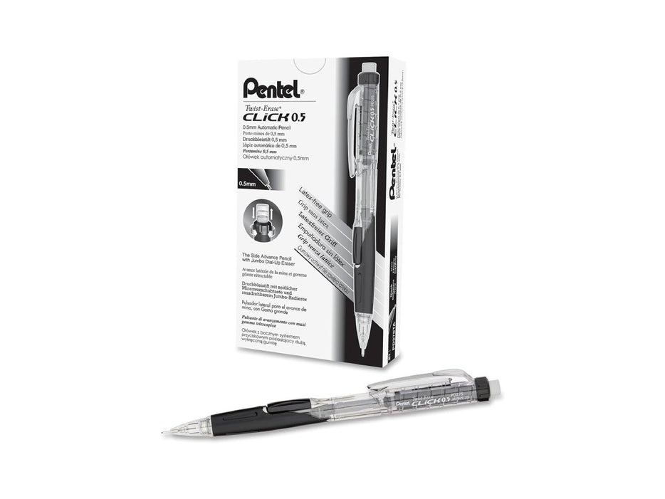 Pentel PD275T Twist Erase Click Mechanical Pencil Black, 12pcs/box