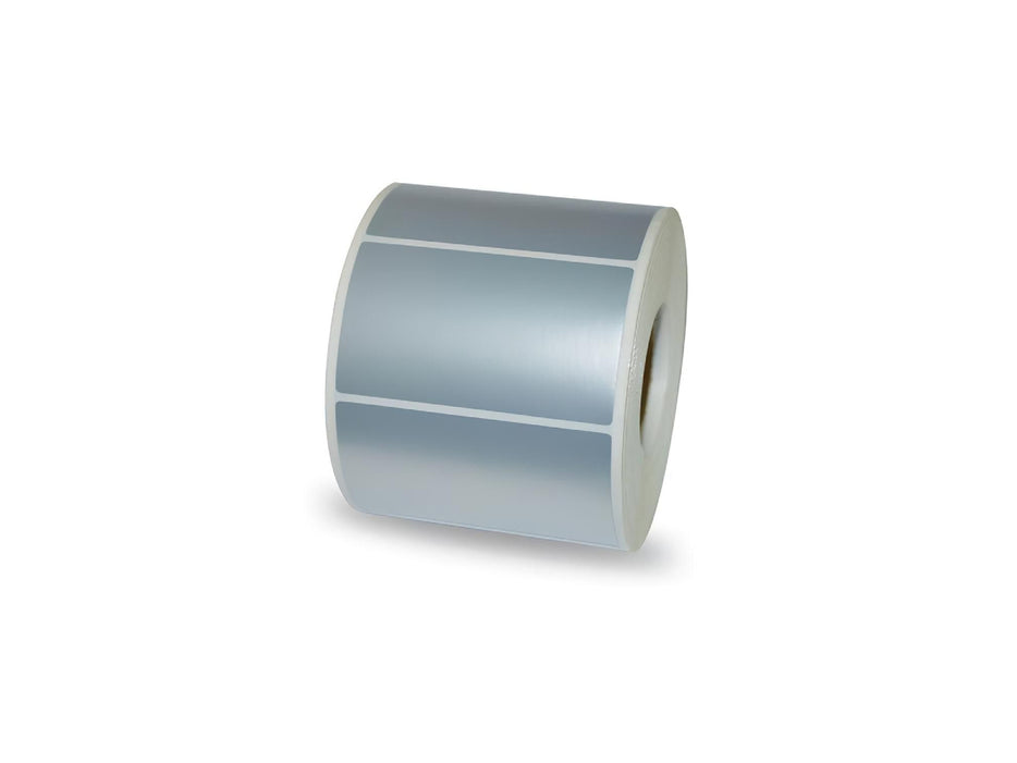 Polyethylene Synthetic Metallic Silver Labels, 50 X 25mm,40mm core,1000 labels/roll