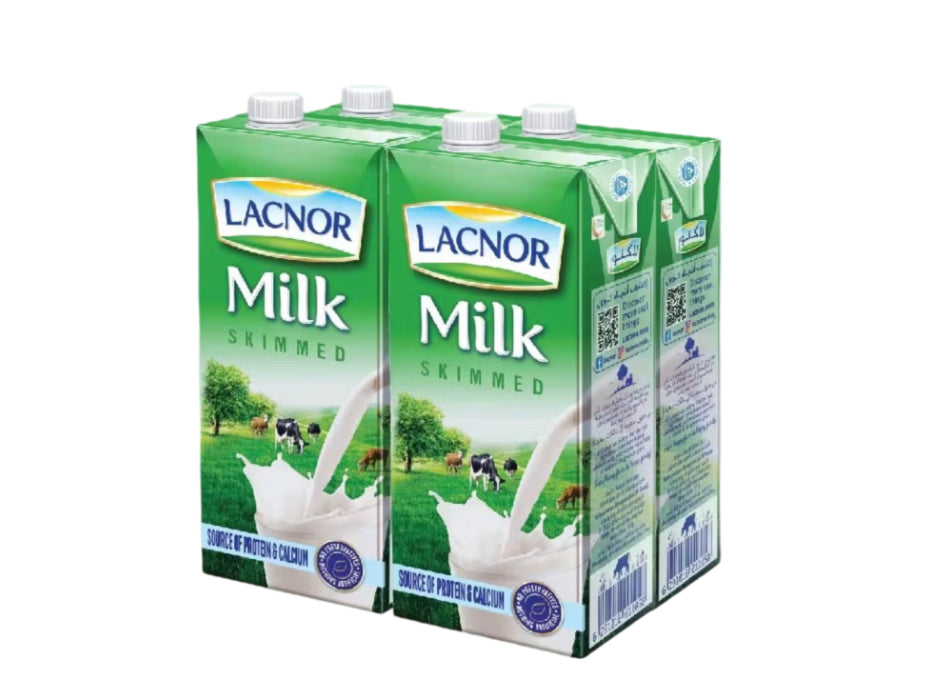 Lacnor Essentials Skimmed Milk 1L Pack of 4