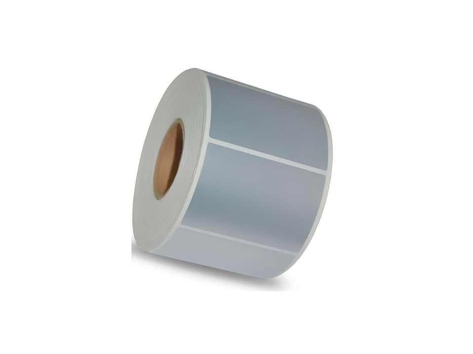 Polyethylene Synthetic Metallic Silver Labels, 50 X 25mm,40mm core,1000 labels/roll