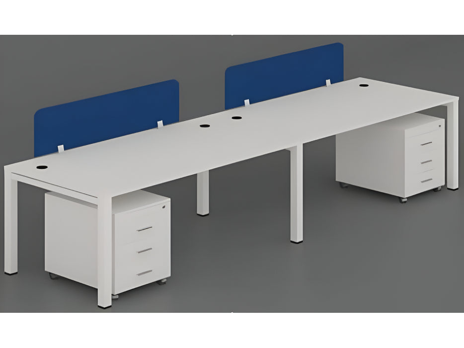 OXO - Cluster of 2 Single Line WorkStation with Mobile Pedestal 3Drawer Size: 160 x 80 x 75cm