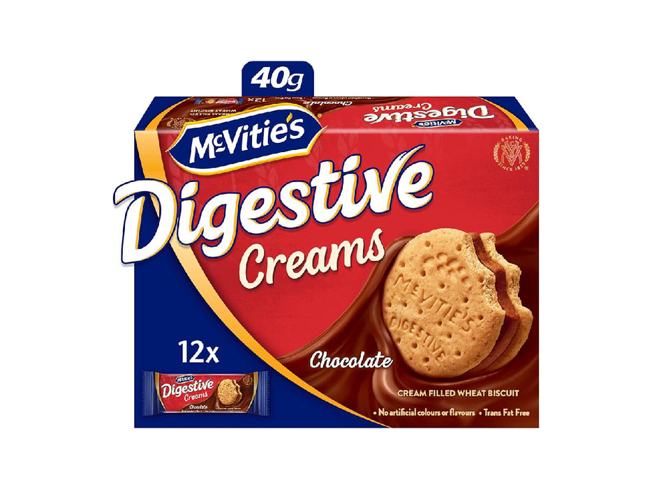 McVities Digestive Chocolate Creams Biscuits 40g Pack of 12