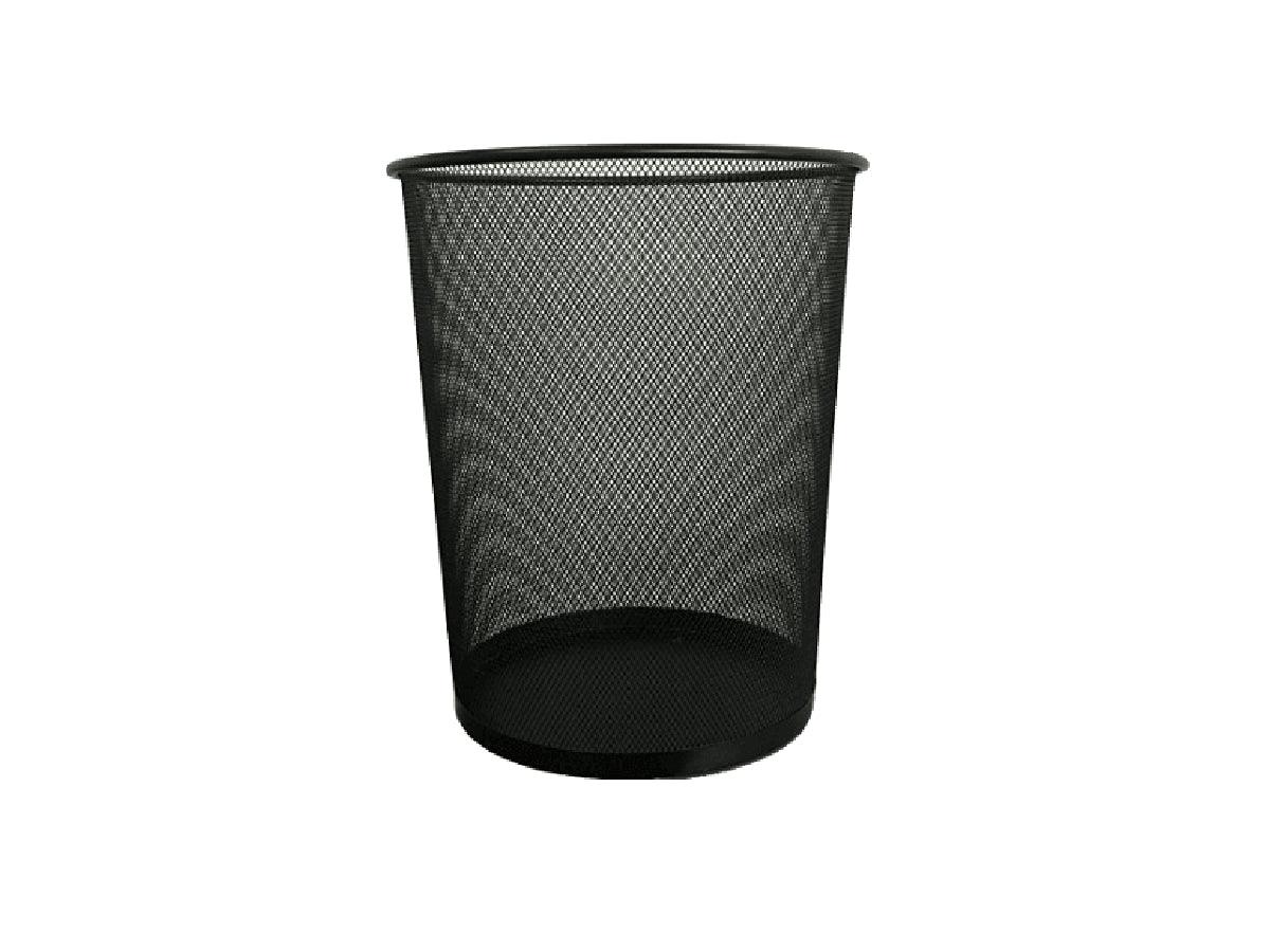 Deluxe Metal Mesh Waste Bin, Round, Large, Black - Altimus