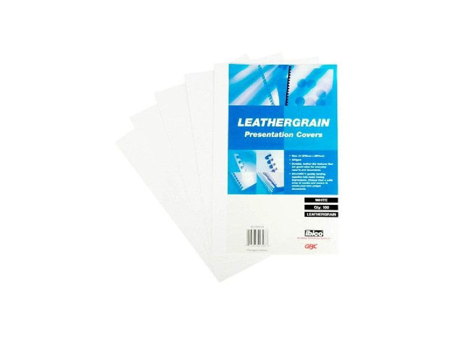 GBC LeatherGrain Binding Cover, 250gsm, A5, White, [Pack of 100] - Altimus