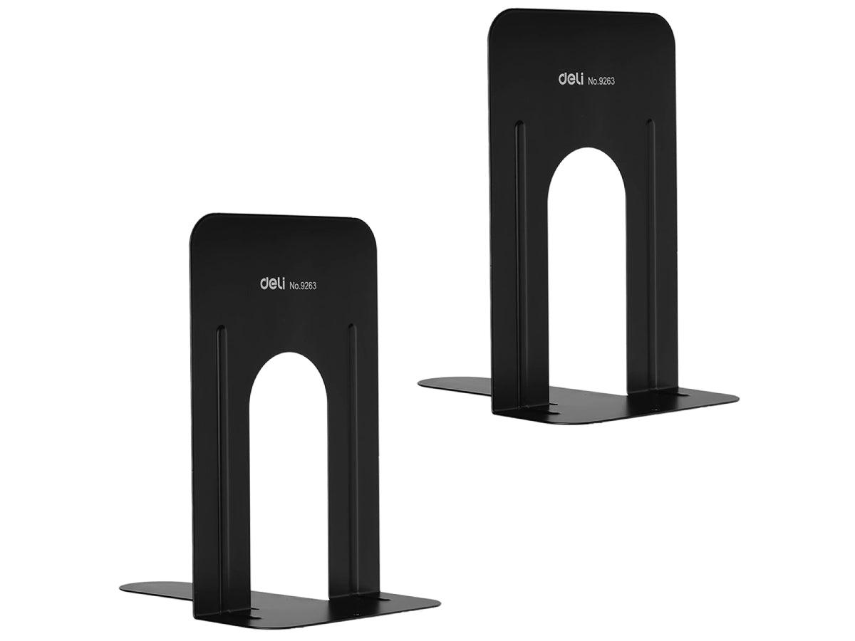 DELI 9263 Metal Book Ends, 9 inches, 51x32.5x21cm, 2pcs/set, Black - Altimus