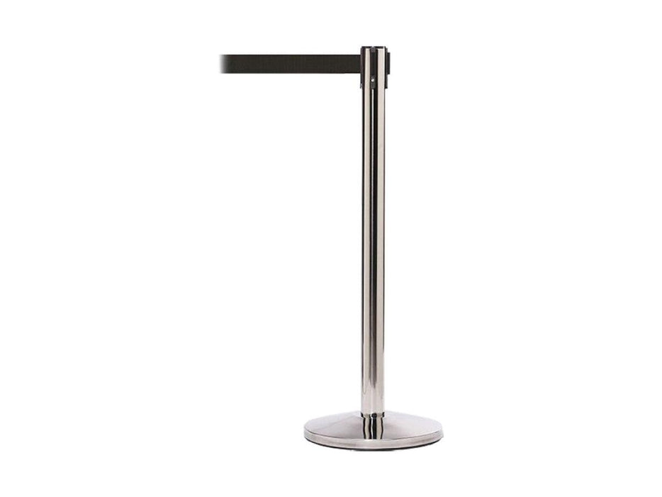 Retractable Q Stand Chrome Post with Black Ribbon 90cm x 210cm - Altimus