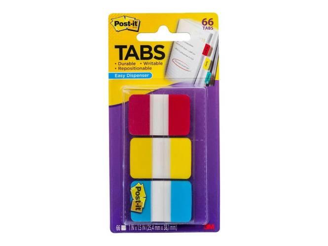 3M Post-it Durable Tabs 686-RYB, Red-Yellow-Blue - Altimus