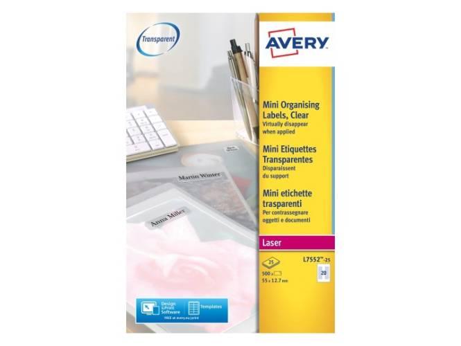 Avery L7552-25 Multipurpose Labels 55 x 12.7mm, Transparent Labels - Altimus